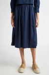 Marni Light Navy A-line Cotton Midi Skirt In Light Navy