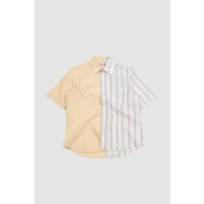 Marni Organic Cotton Striped Shirt Ivory In Yellow