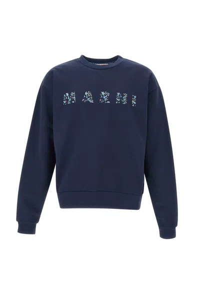 Marni Organic Cotton Sweatshirt In Blue