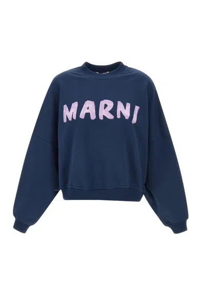 Marni Organic Cotton Sweatshirt In Blue