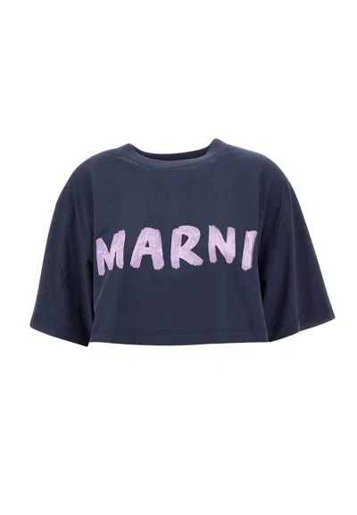 Marni Organic Cotton T-shirt In Blue