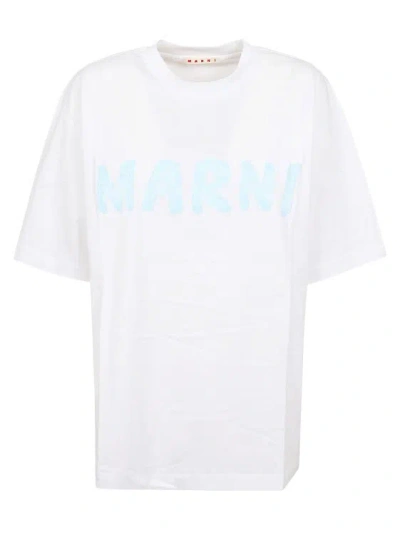 Marni Textured Graphic Print Short-sleeved T-shirt In White