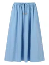 Marni Organic Poplin Drawstring Midi Skirt Clothing In Blue