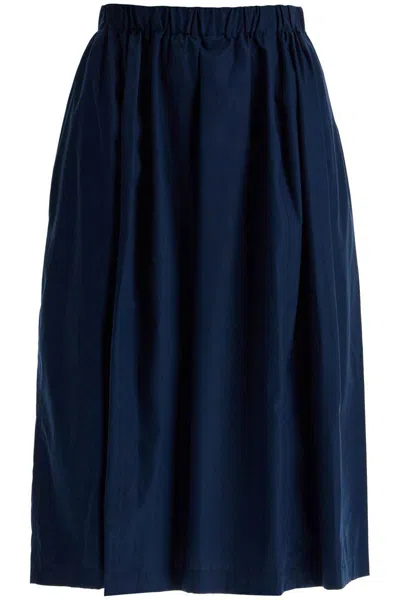 Marni Organic Poplin Full Skirt With Fl In Blue