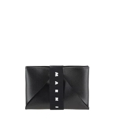 Marni Origami Logo Printed Cardholder In Black