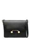 Marni Sleek Rectangular Black Crossbody Bag With Gold-tone Metal Closure In Black