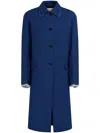 Marni Contrasting-stitch Single-breasted Coat In Blue