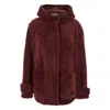 Marni Genuine Shearling Hooded Jacket In Burgundy