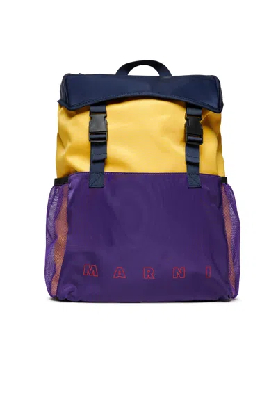 Marni Outline Branded Backpack In Yellow