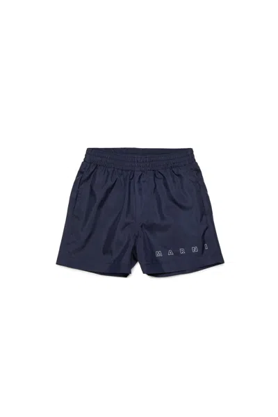 Marni Babies'  Outline Branded Boxer Shorts In Blue