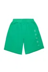 Marni Outline Branded Fleece Shorts In Green