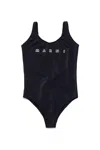 Marni Logo-print Swimsuit In Black