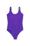 Marni Outline Branded One-piece Swimsuit In Violet
