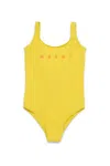 Marni Logo-print Swimsuit In Yellow