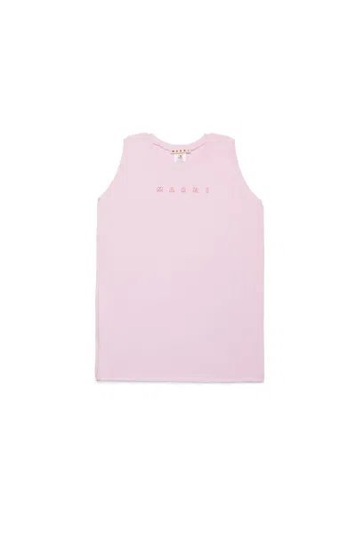 Marni Kids' Copricostume Smanicato Con Logo  Outline In Pink