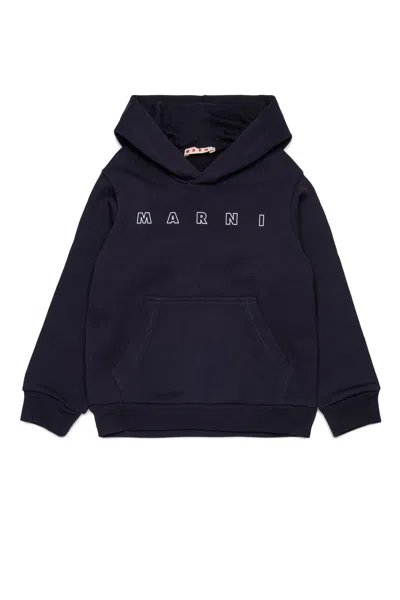 Marni Outline Branded Sweatshirt In Blue