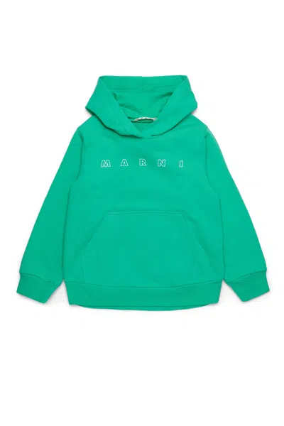 Marni Outline Branded Sweatshirt In Green