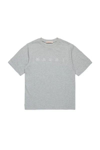 Marni T-shirt Con Logo  Outline In Grey