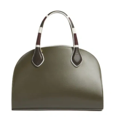 Marni Overlap Small Top Handle Tote Bag In Green