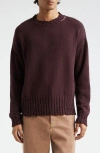 Marni Maroon Destroyed Effect Sweater In Red