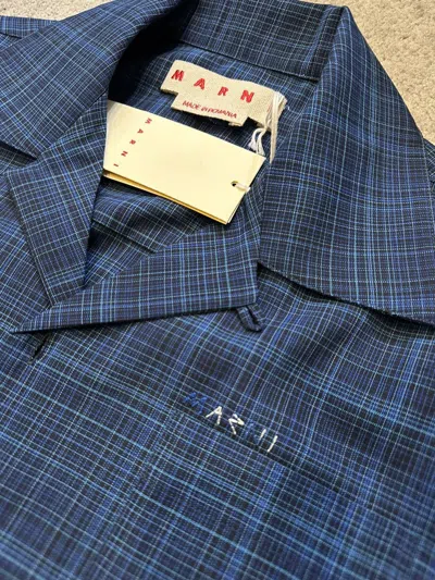 Pre-owned Marni Oversized Bowling Shirt Blue