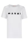 Marni Oversized Crew Neck T-shirt With Scribbled Logo In White