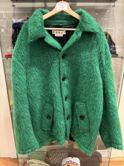 Pre-owned Marni Oversized Faux Fur Jacket In Green