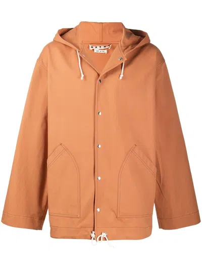 Marni Oversized Hooded Jacket In Orange
