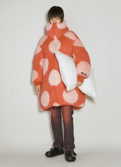 Marni Oversized Long Polka Dot Down Coat In Multi