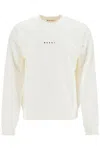 Marni White Printed Mini Logo Sweatshirt In Natural White (white)