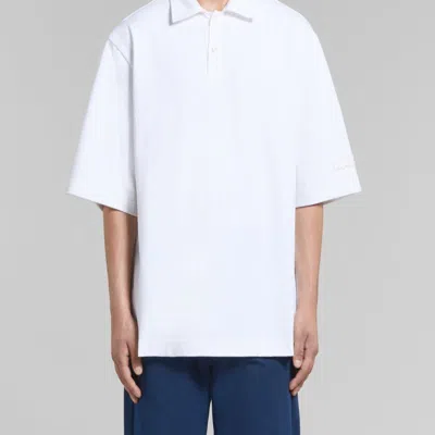 Marni Oversized Polo Shirt With  Patches In White