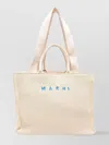 Marni Borsa Tote Piccola In Tessuto Effetto Rafia Bianca