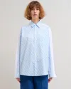 Marni Lattice-print Contrast-back Long-sleeve Button-down Shirt In Blue
