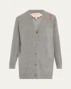 Marni Oversized V-neck Wool Cashmere Cardigan In Grey