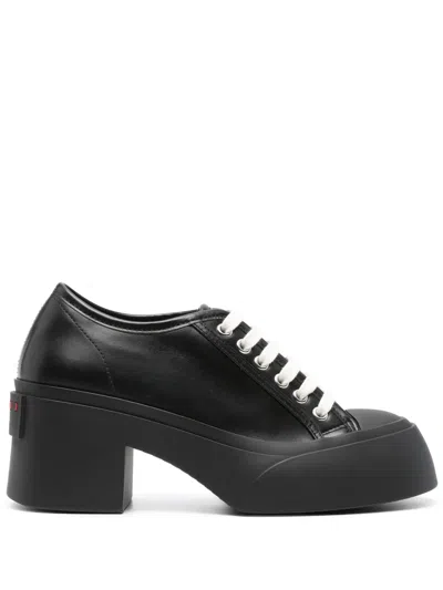 Marni 70mm Leather Platform Sneakers In Black