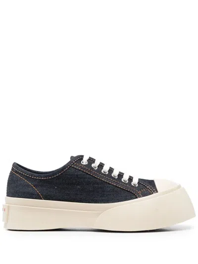 Marni Pablo Denim Lace-up Sneakers In Blau