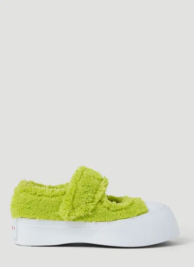 Marni Leather Ballerina Shoes In Green