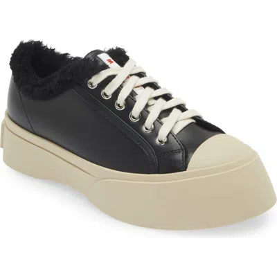 Marni Black Leather And Shearling Pablo Sneaker