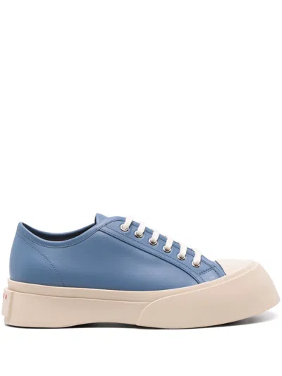 Marni Pablo Lace-up Leather Sneakers In Blue