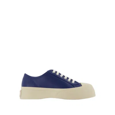 Marni Pablo Lace-up Sneakers - Blue - Leather In Neutrals