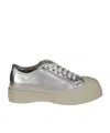 Marni Low-top Metallic Finish Sneakers With Rubber Sole In Silver