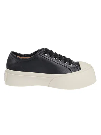 Marni Leather Lace-up Sneakers In Black