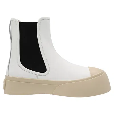 Marni Pablo Leather Boots In White