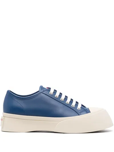 Marni Pablo Leather Flatform Sneakers In Blue