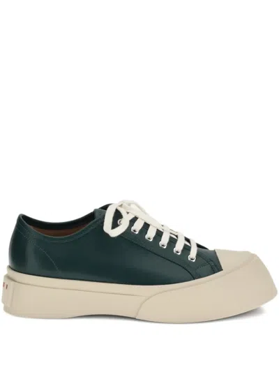 Marni Pablo Leather Lace-up Sneakers In Gray