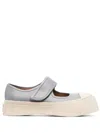 Marni Gray Calfskin Low-top Sneakers With Hook-and-loop Closure