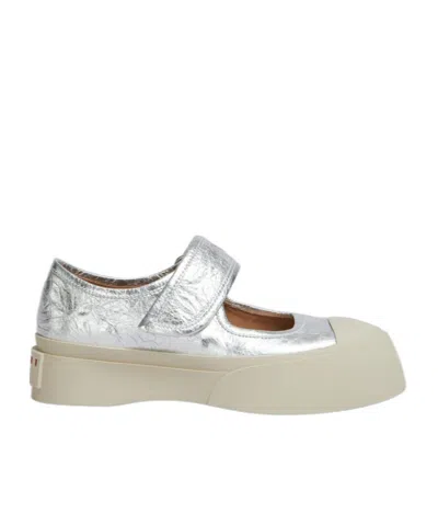 MARNI MARNI MARY JANE METALLIC WRINKLED SNEAKERS