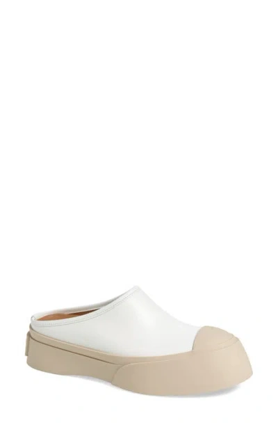 Marni White Leather Pablo Sabot Slippers