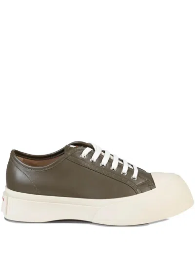 Marni Pablo Leather Platform Trainers In Green