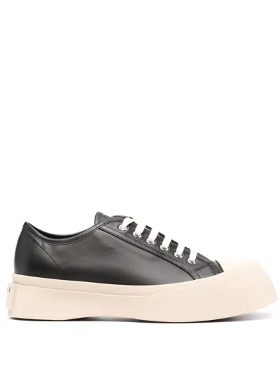 Marni Pablo Leather Low Top Sneakers In Black